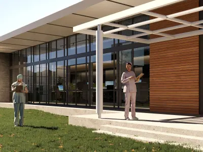 laboratory building Low-poly 3D model