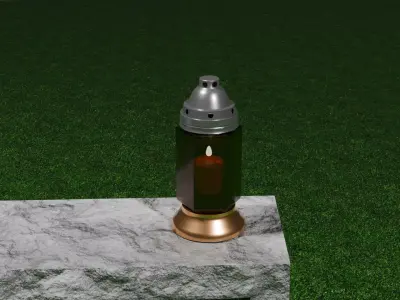 Small Red Gothic Grave Lantern with Votive Candle Free low-poly 3D model