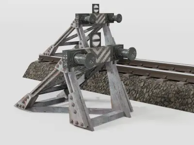 Railway buffer model Low-poly 3D model