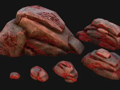 Coal Deposits Rocks and Ore Low-poly 3D model