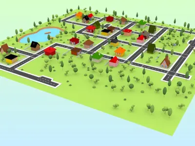 Cartoon Street 3D model