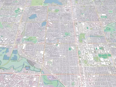 Cityscape Fort Collins Colorado USA 3D model