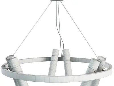  Black Mutil Pipe Chandelier 6 Lamps 3D model