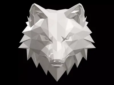Geometric Wolf Head Low Poly 3D print model