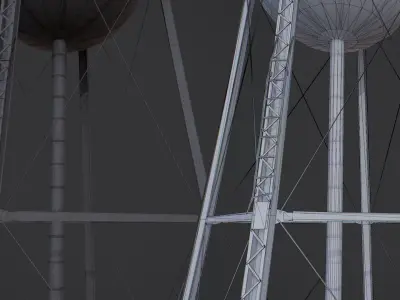 Water Tower Low-poly 3D model 19