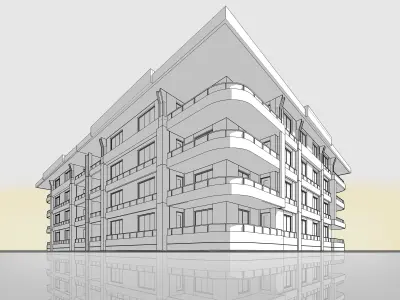 U Type Planning Architectural 3d Model with Render Scene Low-poly 3D model