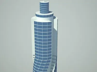 Skyscraper futuristic Low-poly 3D model