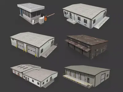Industrial Buildings Pack Low-poly 3D model