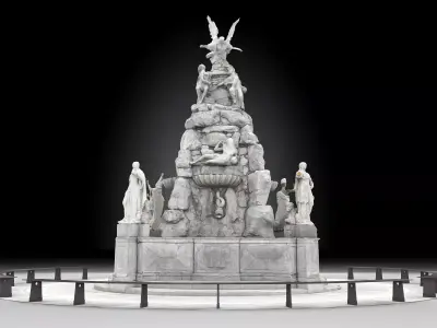  Fountain of the Four Continents Low-poly 3D model