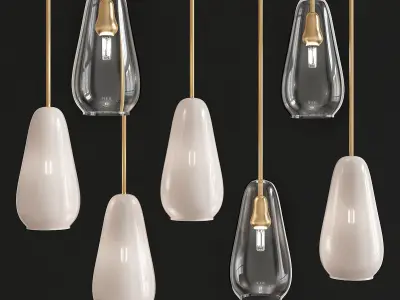 Chandelier 3d model collection 10 Pieces Low-poly 3D model