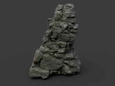 Low poly Black Cliff Modular Rock 210417 Low-poly 3D model