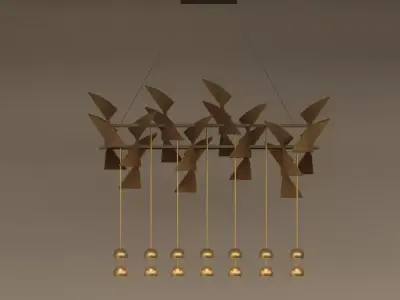 Golden ceiling lamp Free 3D model