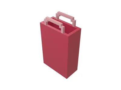 Voxel Plastic Bag v1 004 Low-poly 3D model