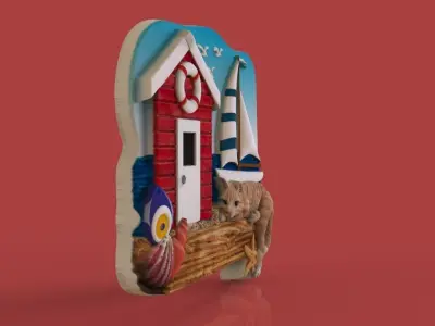 Lazy Cat on the beach 3D print model