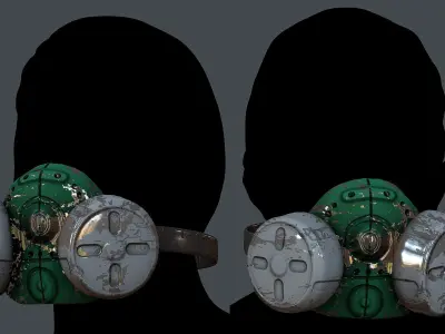 Gas mask helmet 3d model scifi Low-poly  Low-poly 3D model