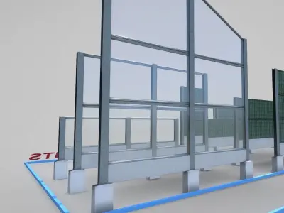 Modular Noise Barrier Set 2 Low-poly 3D model