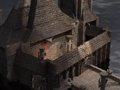 Lizard Colony Town Hall Walls Kitbash 3D model