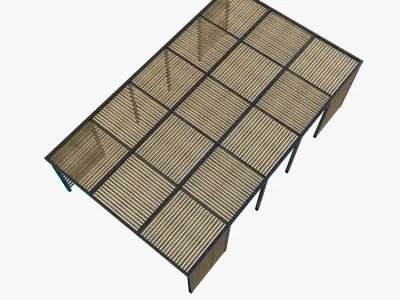 Wood patio sunshade 3D model