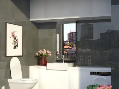 Modern Washroom Low-poly 3D model