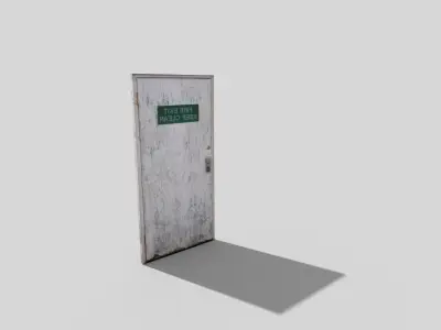 low poly door with sign Low-poly 3D model