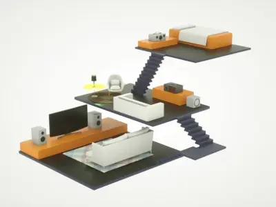 3D interior isometric home  3D model