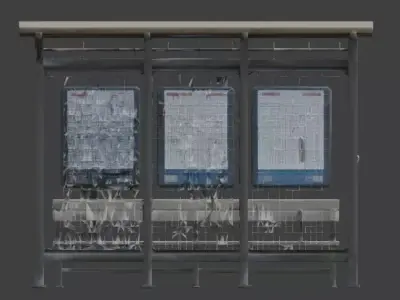 Urban Bus Stop Station 3D Model Low-poly 3D model