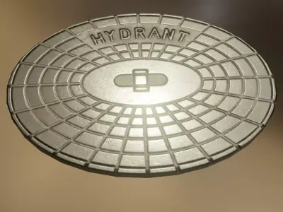 Sewer Cover 2 Hydranten Low-Poly Low-poly 3D model