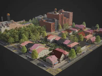 Realistic City District A10-R18 MAYA Low-poly 3D model