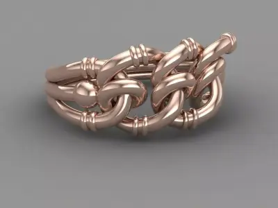 Cubin Rope Rose Gold Women  Ring 3D print model 3D print model