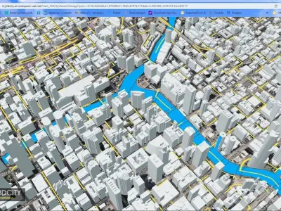 3D City Model of Chicago with roof details 3D model