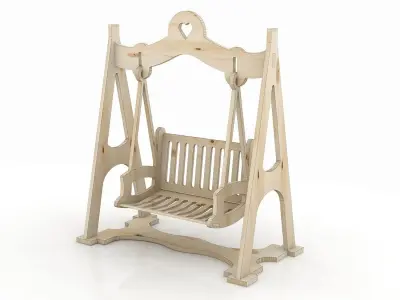 Wooden Swing cnc router 3d model Low-poly 3D model
