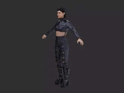 Realistic Punk Girl Character Low-poly 3D model