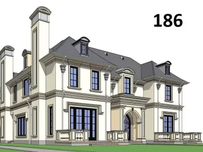 P186-Sketchup 1006 house architecture 3D model