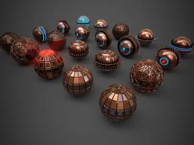Sci-Fi Sphere Collection Metal Two Low-poly 3D model