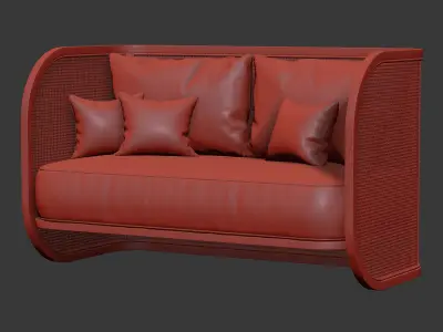 Rimma rattan loveseat V02  3D model