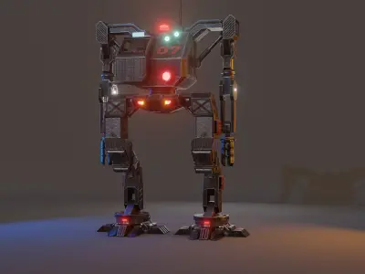 Cyberpunk mech Low-poly 3D model