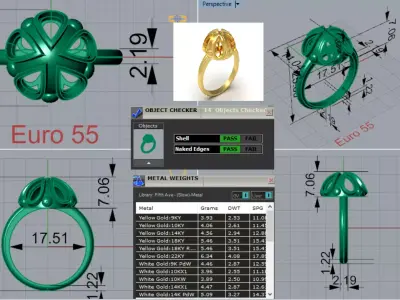 stl 3dm gold Ring A Dome of Sparkling Gold gr0147 3D print model