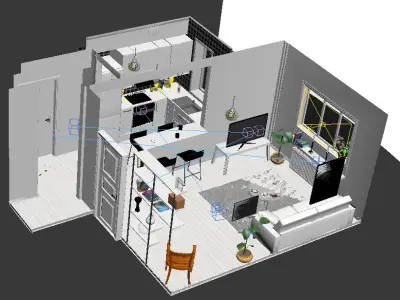 Kitchen Living Room 3D model