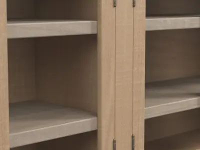 Lemy Rustic Lodge Brown Wood Clear Glass Rectangular 4 Door 3D model