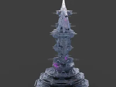 Deep Sea Sci fi whale Rig  tower 7  3D model