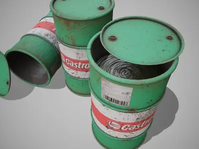 Barrels green used Low-poly 3D model