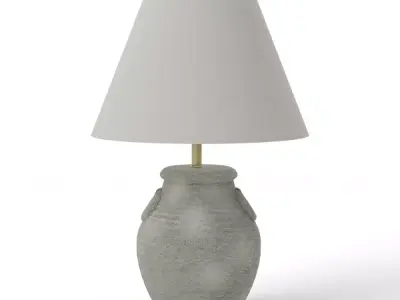 Artisanal Terracotta Table Lamp in Weathered Grey Low-poly 3D model
