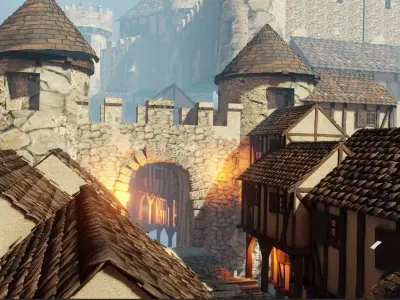 medieval town AOE style Low-poly 3D model