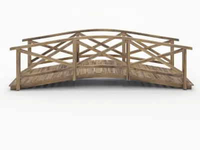 Bridge with handrails Low-poly 3D model