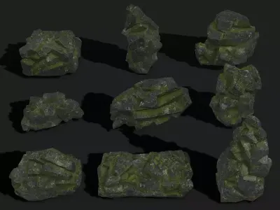 Mountain desert Rocks - PBR Pack 06 Low-poly 3D model