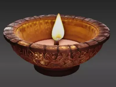 Traditional Diwali Diya Lamp 3D Model And Print Indian Oil Lamp 3D model