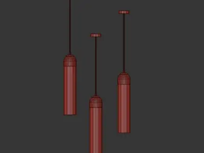 VIAN B three glass and gold pendant lights with name van 3D model
