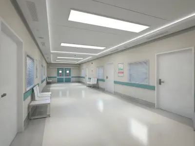 Hospital Corridor and Furniture 3D model