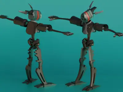 NeoDroid Rigged 3D Robot Character for VRChat VTubing Low-poly 3D model