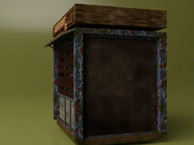 Abandoned Soviet Stall Low-poly 3D model